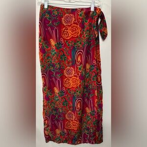 Vintage Floral Midi Wrap Skirt sz S/M